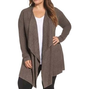 Barefoot Dreams Cozychic Lite Calypso Cardigan Sweater 2X Mocha Brown